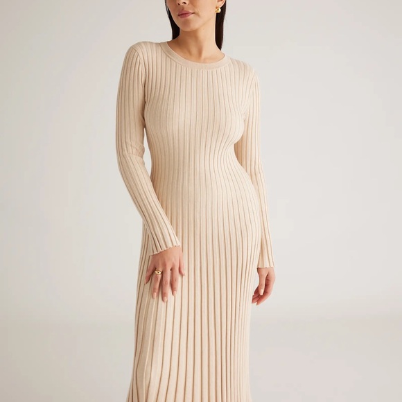 Quince cotton cashmere Long Sleeve Ribbed Dress - Picture 2 of 3